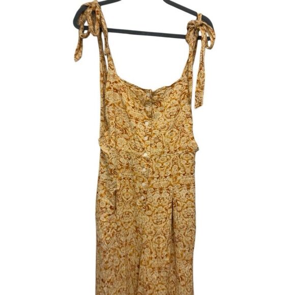 Free people yellow sugar sands floral jumpsuit size large - Picture 6 of 7